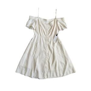 NWT ASTR Off Shoulder Mini Dress Linen Blend White Sz Small Bride Summer Cottage